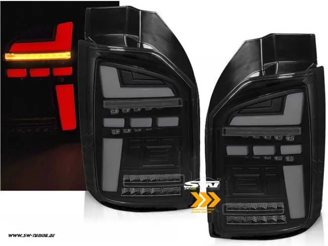 SWCeli LED Rückleuchten für VW T6 Typ SG 16-20 Heckklappe Black/smoke mit Wischblinker T6.1Look