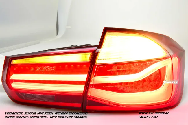 SWCeli LED Rückleuchten für 3er BMW F30 Limo 12-18 red LED Lightbar