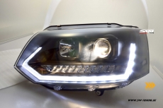 SW-DRLTube Scheinwerfer VW T5 GP Facelift Typ 7H 09-14 LED Tagfahrlicht Wischblinker Black