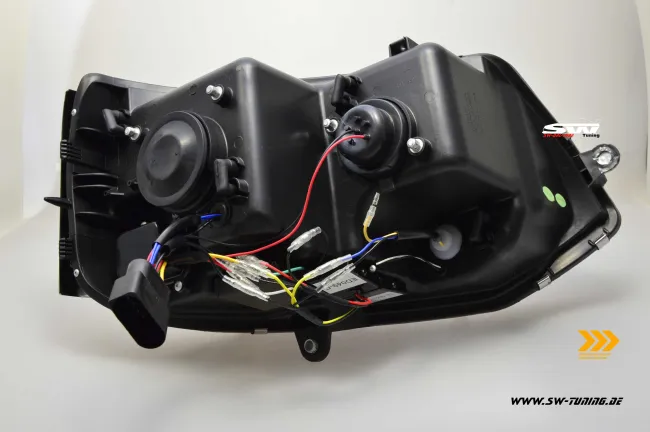 SW-DRLTube Scheinwerfer VW T5 GP Facelift Typ 7H 09-14 LED Tagfahrlicht Wischblinker Black