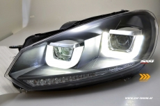 LED Tagfahrlicht Upgrade Scheinwerfer für VW Golf 6 08-12 schwarz