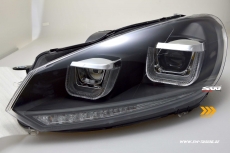 SW-DRLtube Scheinwerfer VW Golf VI 08-12 Dynamischer Blinker LED TFL U-Lighttube black
