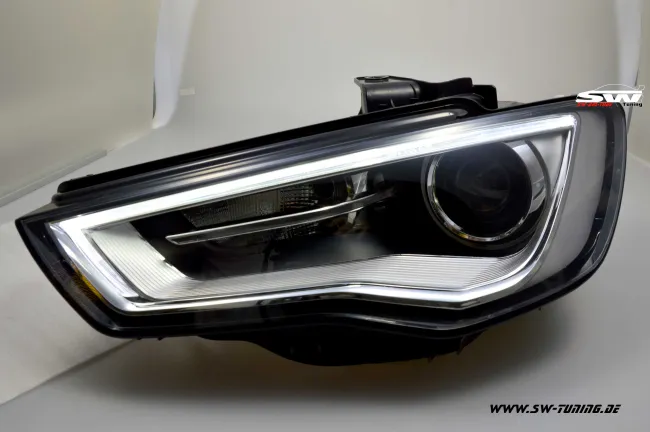 SW-DRLTube headlights for Audi A3 Type 8V 13-16 LED DRL R87 black/chrome