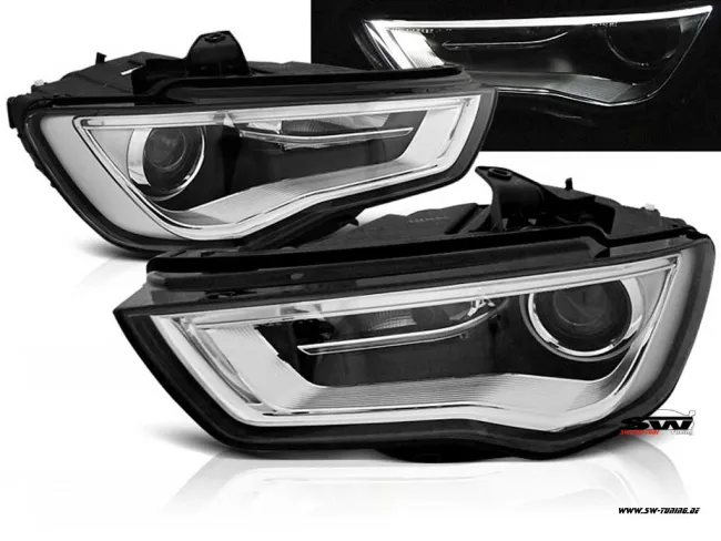 SW-DRLTube headlights for Audi A3 Type 8V 13-16 LED DRL R87 black/chrome