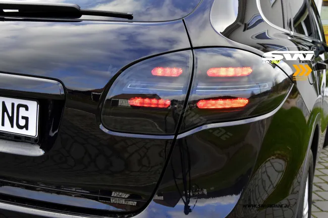 SW-Celi LED taillights suitable for Porsche Cayenne II 92A 958 11-14 with LED wiping indicator Black/smoke