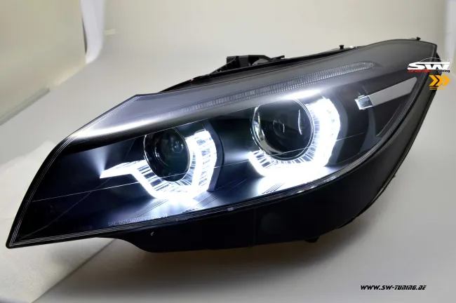 SW-DRLtube Angel Eye Xenon headlights BMW Z4 E89 09-13 LED DRL helo rims dynamic indicator black