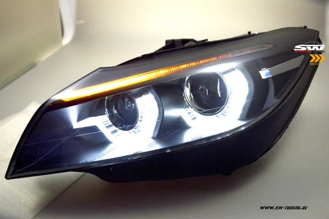 SW-DRLtube Angel Eye Xenon headlights BMW Z4 E89 09-13 LED DRL helo rims dynamic indicator black