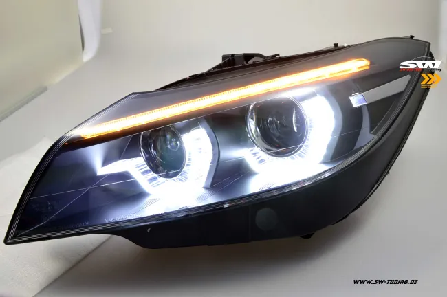 SW-DRLtube Angel Eye Xenon headlights BMW Z4 E89 09-13 LED DRL helo rims dynamic indicator black
