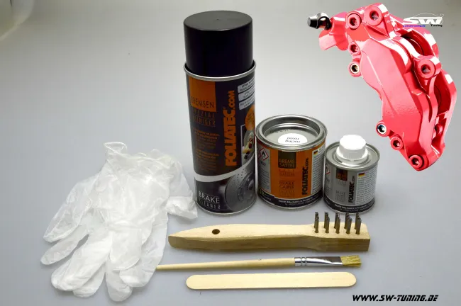 brake caliper paint set red racing rosso 7 pieces Foliatec 575ml (1l/52,09EUR)