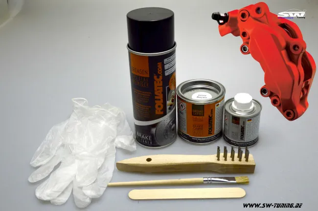 brake caliper paint set red racing rosso matt 7 pieces Foliatec 575ml (1l/52,09EUR)