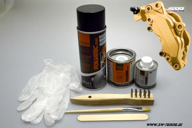 Bremssattel Lack-Set prestige gold metallic 7 teilig Foliatec 575ml (1l/52,09EUR)