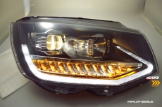 SW-DRLTube headlights VW T6 Type SG 16-20 LED Lighttube DRL R87 black dynamic indicator