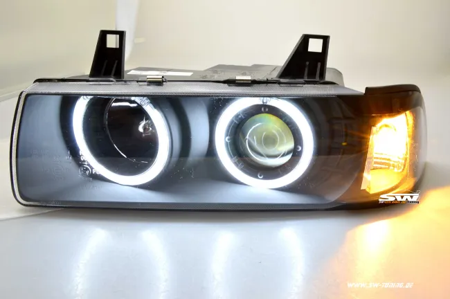 angel eye headlights for BMW E36 Coupé Convertable 92-98 2 CCFL halo rims black 2doors