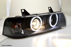 Angel Eye Scheinwerfer fr 3er BMW E36 Limo / Touring CCFL-Standlichtringe Black