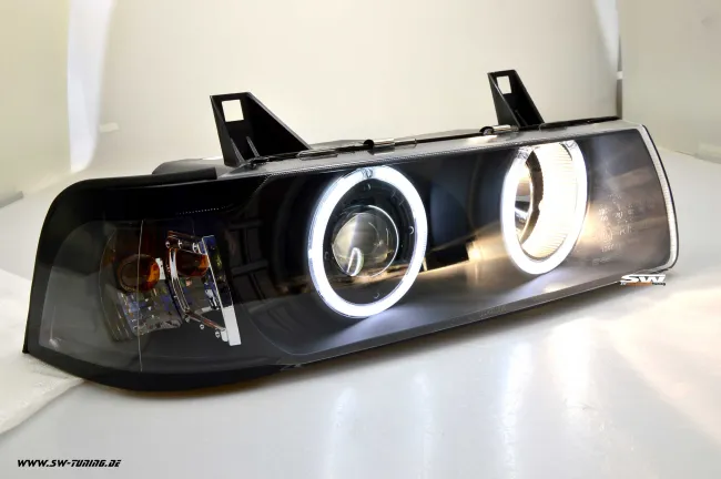 angel eye headlights for BMW E36 sedan / stationwagon 92-98 2 CCFL halo rims black