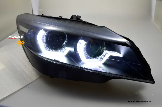 SW-DRLtube Angel Eye Xenon headlights BMW Z4 E89 09-13 LED DRL dynamic indicator black for AFS