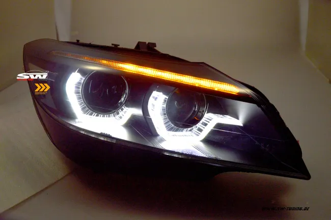 SW-DRLtube Angel Eye Xenon headlights BMW Z4 E89 09-13 LED DRL dynamic indicator black for AFS