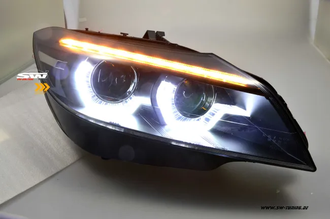 SW-DRLtube Angel Eye Xenon headlights BMW Z4 E89 09-13 LED DRL dynamic indicator black for AFS