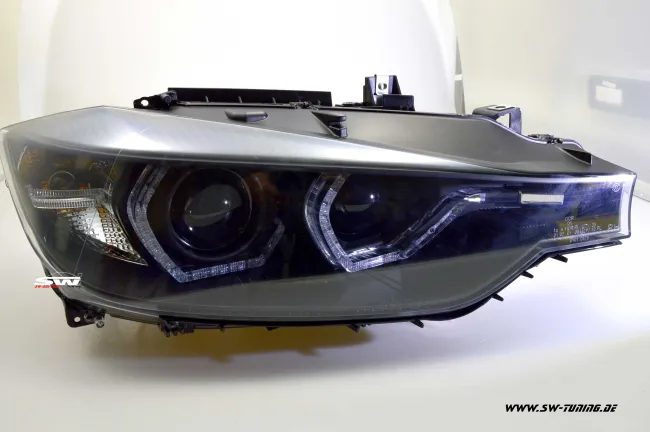 SW-DRL Angel Eye Xenon Scheinwerfer für 3er BMW Typ F30/F31 12-15 LED U-TFL-Standlichtringe black für AFS