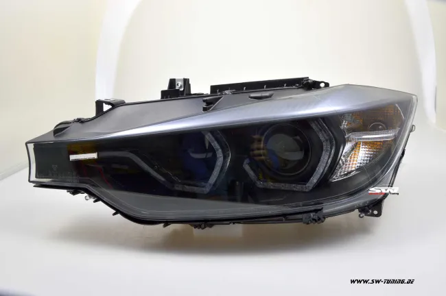 SWDRL Angel Eye Xenon headlights for BMW 3 Series F30 / F31 12-15 LED U-Tube DRL helo rim black