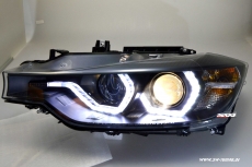 SW-DRL Angel Eye Scheinwerfer fr 3er BMW F30/F31 LCI 16-19 LED U-TFL-Standlichtringe black
