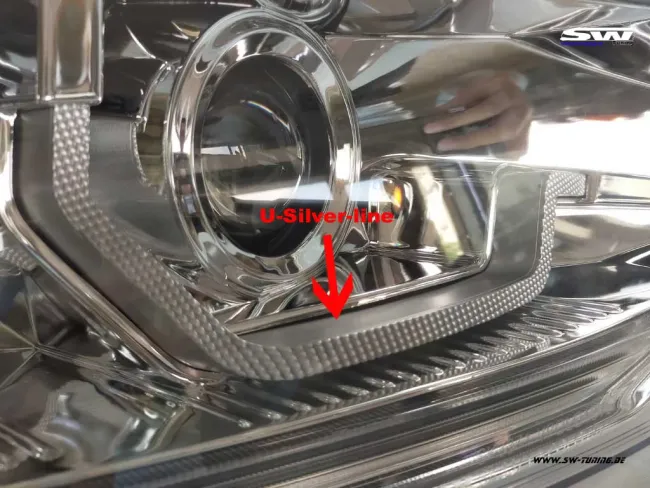 SW-Headlights for Polo VI AW 18-21 LED Wiper Turn Signals chrome Silver-U-Line