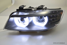 SW-DRLtube Angel Eye Xenon Scheinwerfer passend fr 3er BMW E90 E91 09-13 High U-LED-DRL Black mit AFS