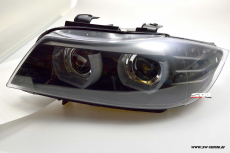 SW-DRLtube Angel Eye Xenon Headlight for 3Series BMW E90 E91 LCI 09-13 High U-LED-DRL Black without AFS