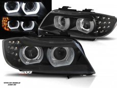 SW-DRLtube Angel Eye Xenon Headlight for 3Series BMW E90 E91 LCI 09-13 High U-LED-DRL Black without AFS