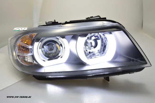 SW-Ltube Angel Eye Xenon Headlight for 3Series BMW E90 E91 05-09 High U-LED Black without AFS