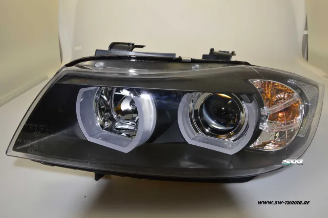 SW-Ltube Angel Eye Xenon Headlight for 3Series BMW E90 E91 05-09 High U-LED Black without AFS