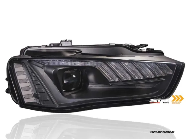 SW-DRL-Tube Xenon headlights for AUDI A4 B8 8K 12-15 LED-DRL dynamic indicator Lightbar black