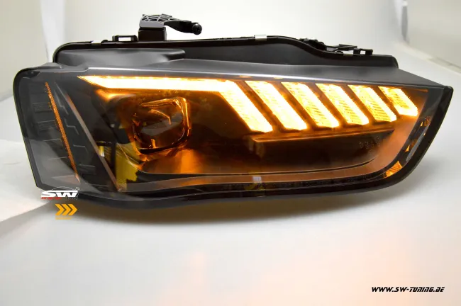 SW-DRL-Tube Xenon headlights for AUDI A4 B8 8K 12-15 LED-DRL dynamic indicator Lightbar black