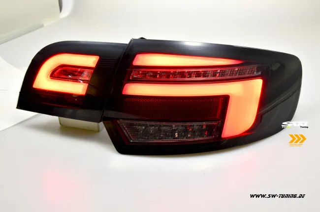 SW-Celi LED Rückleuchten für Audi A3 8PA 03-08 Sportback Lightbar LED Wischblinker Black/smoke