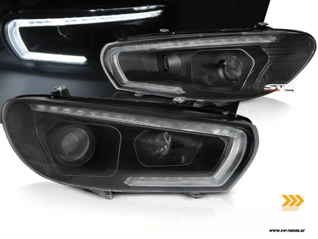 SW-DRLtube headlights VW Scirocco III Type 13 08-14 LED DRL + LED Indicator black