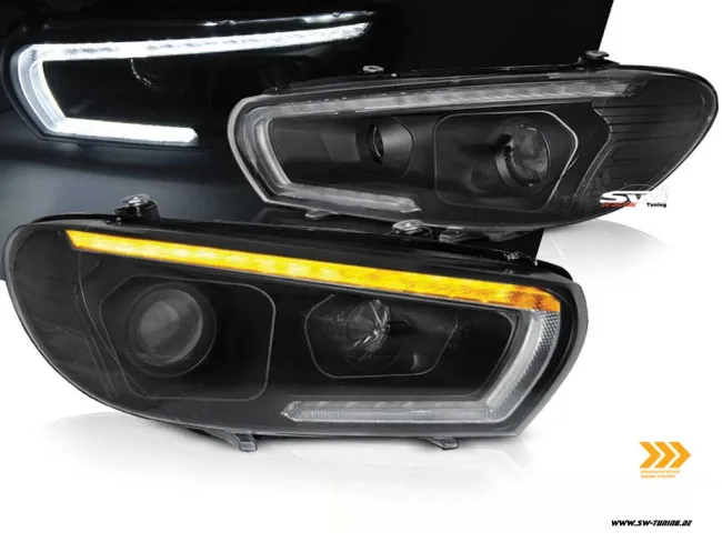 SW-DRLtube headlights VW Scirocco III Type 13 08-14 LED DRL + LED Indicator black