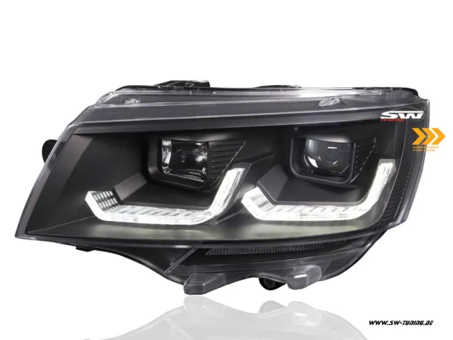 SW-DRLTube Scheinwerfer für VW T6.1 20-23 LED Tagfahrlicht Lighttube black Wischblinker