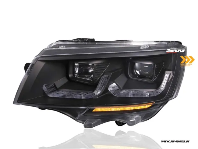 SW-DRLTube Scheinwerfer für VW T6.1 20-23 LED Tagfahrlicht Lighttube black Wischblinker