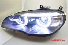 SW-DRLtube LED Angel Eye headlights for BMW X5 E70 07-10 High U-LED DRL black (for AFS-Versions)