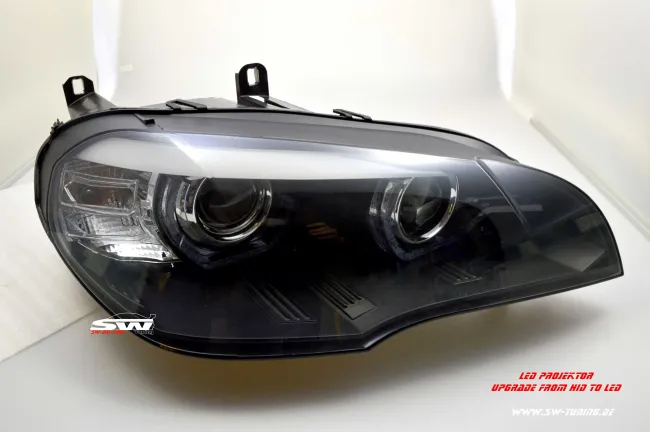 SW-DRLtube Angel Eye LED headlights for BMW X5 E70 07-10 High U-LED DRL black without AFS ugrade