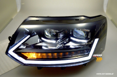 SW-DRLTube Voll LED Scheinwerfer passend fr VW T5 GP Facelift Typ 7H 09-14 LED TFL/Wischblinker Black