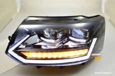 SW-DRLTube Voll LED Scheinwerfer passend fr VW T5 GP Facelift Typ 7H 09-14 LED TFL/Wischblinker Black