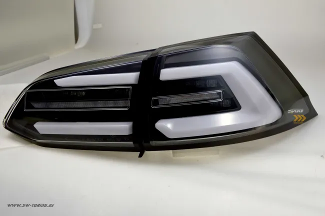 SWCeli LED Rückleuchten passend für Golf 7.5 Facelift Variant Kombi 18-20 Black LED Wischblinker für OE LED