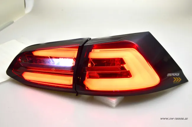 SWCeli LED Rückleuchten passend für Golf 7.5 Facelift Variant Kombi 18-20 red/smoke LED Wischblinker für OE LED