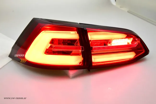 SWCeli LED Rückleuchten passend für Golf 7.5 Facelift Variant Kombi 18-20 red/clear LED Wischblinker für OE LED
