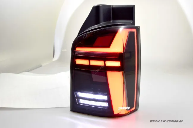 SW-Celi LED rear lights suitable for VW T5 7H 03-15 LED lightbar wiper indicators black smoke in T6.1 look