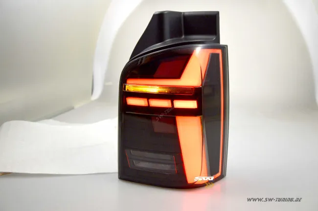 SW-Celi LED rear lights suitable for VW T5 7H 03-15 LED lightbar wiper indicators black smoke in T6.1 look