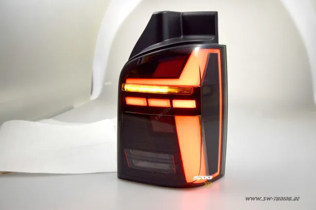 SW-Celi LED rear lights suitable for VW T5 7H 03-15 LED lightbar wiper indicators black smoke in T6.1 look