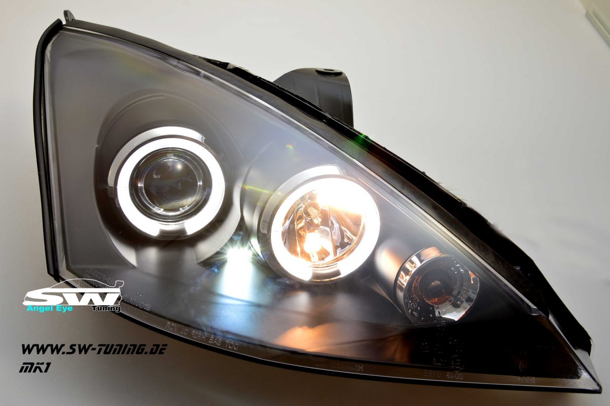 angel eye headlights Ford Focus mk1 9801 LED 2 halo rims