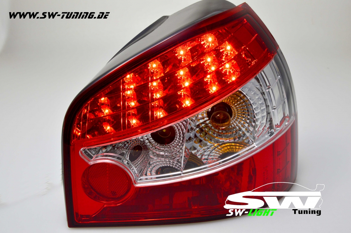 SW LED Rückleuchten für Audi A3 8L 96-04 red/crystal - tuning online kaufen